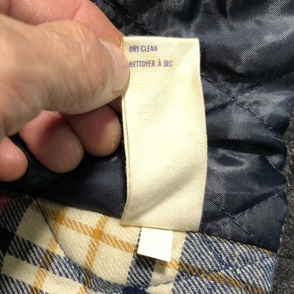 American Eagle Outfitters Mens Peacoat XL Double Breasted Plaid Quilted Gray - Picture 14 of 16